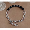 Bracelet onyx strass noirs