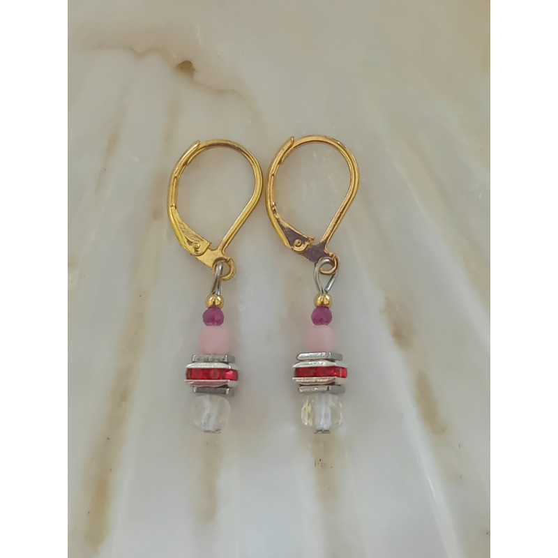 Boucles d'oreilles élégance Rubis strass rouge