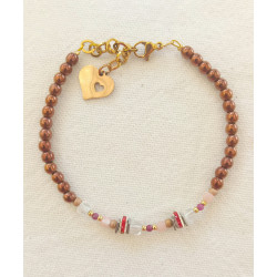 Bracelet Élégance – Rubis, Opale rose & Cristal de roche