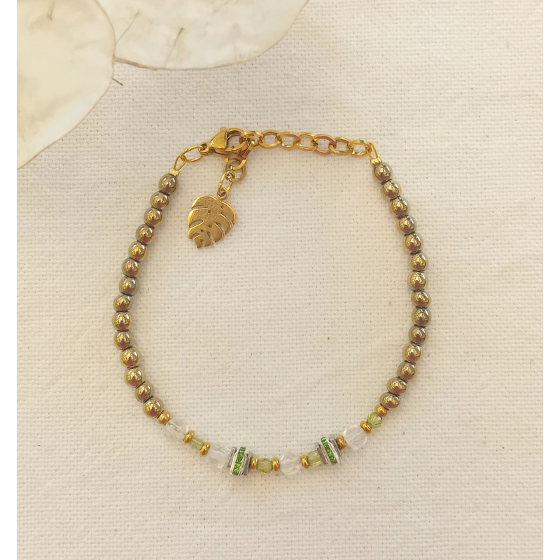Bracelet élégance péridot & cristal de roche
