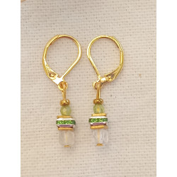 Boucles d'oreilles élégance péridot & cristal de roche