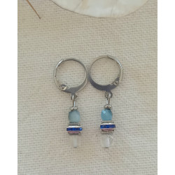 Boucles d'oreilles élégance aigue marine strass bleu