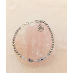 Bracelet- élégance aigue marine & cristal de roche