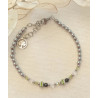 Bracelet élégance – Péridot Obsidienne noire & Cristal de roche