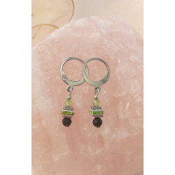 Boucles d'oreilles élégance obsidienne & péridot