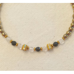 Bracelet élégance – obsidienne noire & Cristal de roche