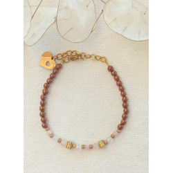 Bracelet élégance – opale rose & Cristal de roche