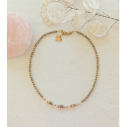 Ras de cou élégance – améthyste opale rose  & Cristal de roche