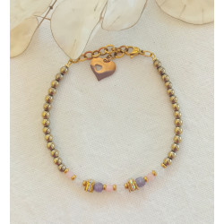 Bracelet élégance – améthyste opale rose & Cristal de roche