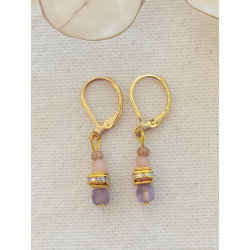 Boucles d'oreilles élégance améthyste & opale rose