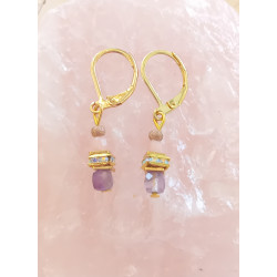 Boucles d'oreilles élégance améthyste & opale rose