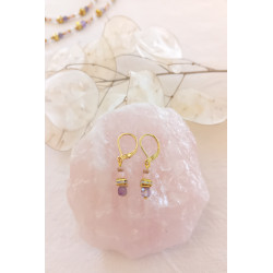 Boucles d'oreilles élégance améthyste & opale rose