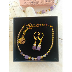 Boucles d'oreilles élégance améthyste cube