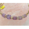 Bracelet élégance améthyste cube hématite dorée