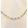 Collier élégance quartz rose cube opale rose améthyste cristal de roche hématite dorée
