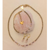 Collier élégance quartz rose cube opale rose améthyste cristal de roche hématite dorée
