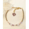 Bracelet élégance quartz rose cube opale rose améthyste cristal de roche hématite dorée