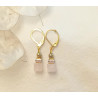 Boucles d'oreilles élégance quartz rose cube strass rose