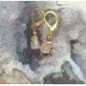 Boucles d'oreilles élégance quartz rose cube strass rose
