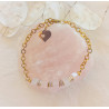Bracelet élégance quartz rose cube acier doré