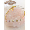 Bracelet élégance quartz rose cube acier doré