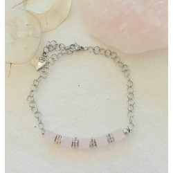 Bracelet élégance quartz rose cube acier inoxydable