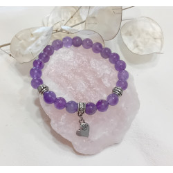 Bracelet améthyste cœur 8 mm