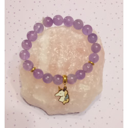Bracelet enfant améthyste 8 mm licorne dorée