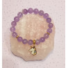 Bracelet enfant améthyste 8 mm licorne dorée