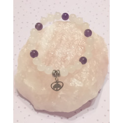 Bracelet enfant Améthyste & Quartz rose 6 mm – Arbre de Vie cœur