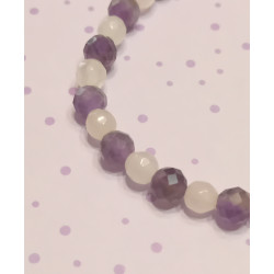 bracelet enfant améthyste & quartz rose facetté 5 mm