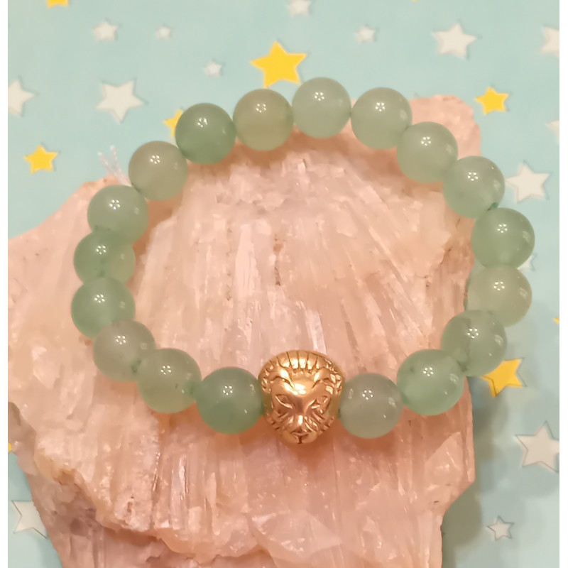 Bracelet enfant aventurine tête de tigre dorée 8 mm