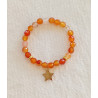 Bracelet enfant cornaline facetté étoile dorée 6mm