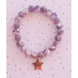 Bracelet enfant améthyste 6 mm étoile dorée