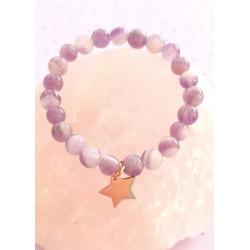 Bracelet enfant améthyste 6 mm étoile dorée