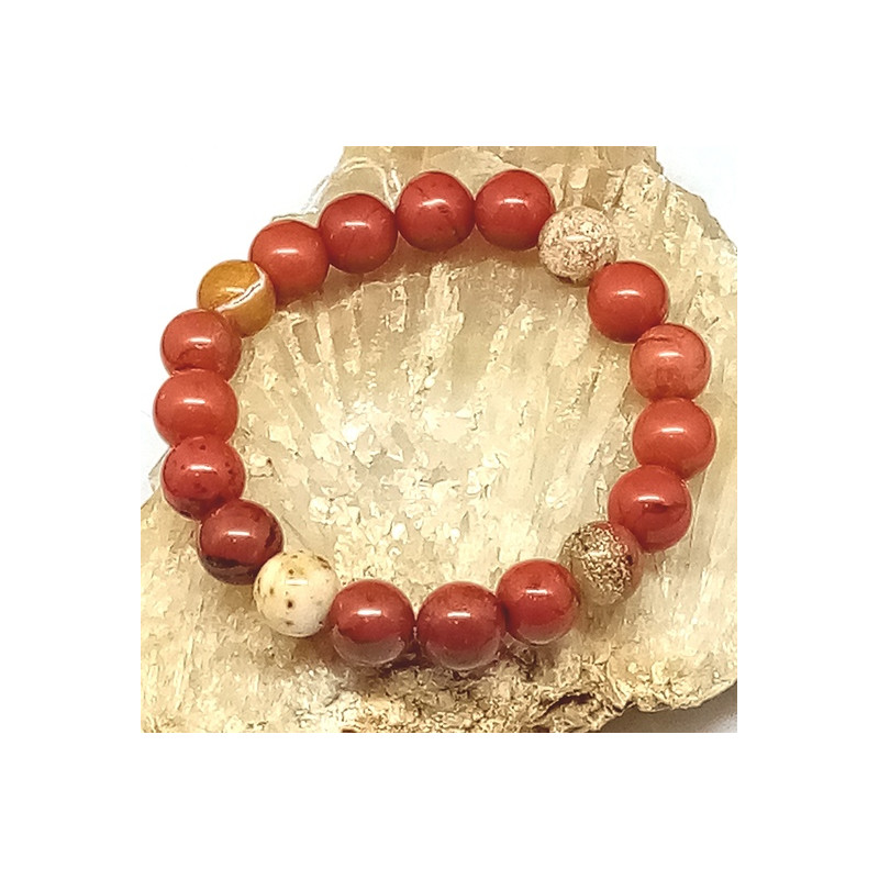 Bracelet enfant jaspe rouge 8 mm