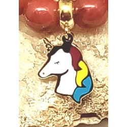 Bracelet enfant jaspe rouge licorne 8 mm