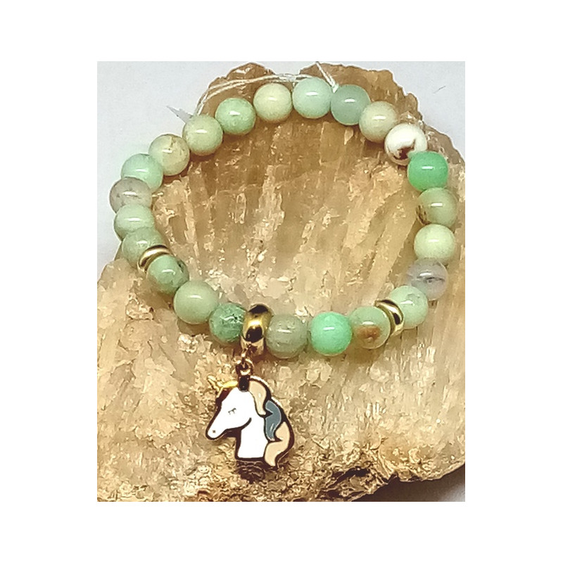 Bracelet enfant chrysoprase licorne 6mm
