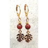 Boucles d'oreilles jaspe rouge feuille