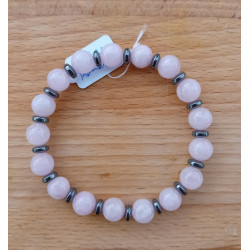 Bracelet quartz rose hématite
