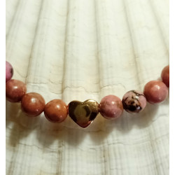 Bracelet rhodonite cœur 6 mm