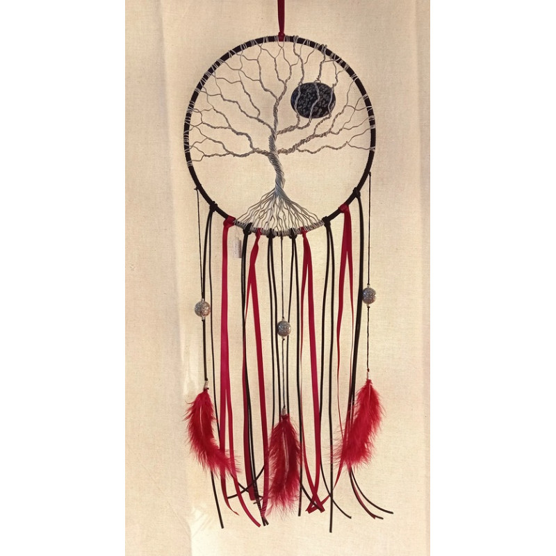 Suspension Arbre de vie Obsidienne neige