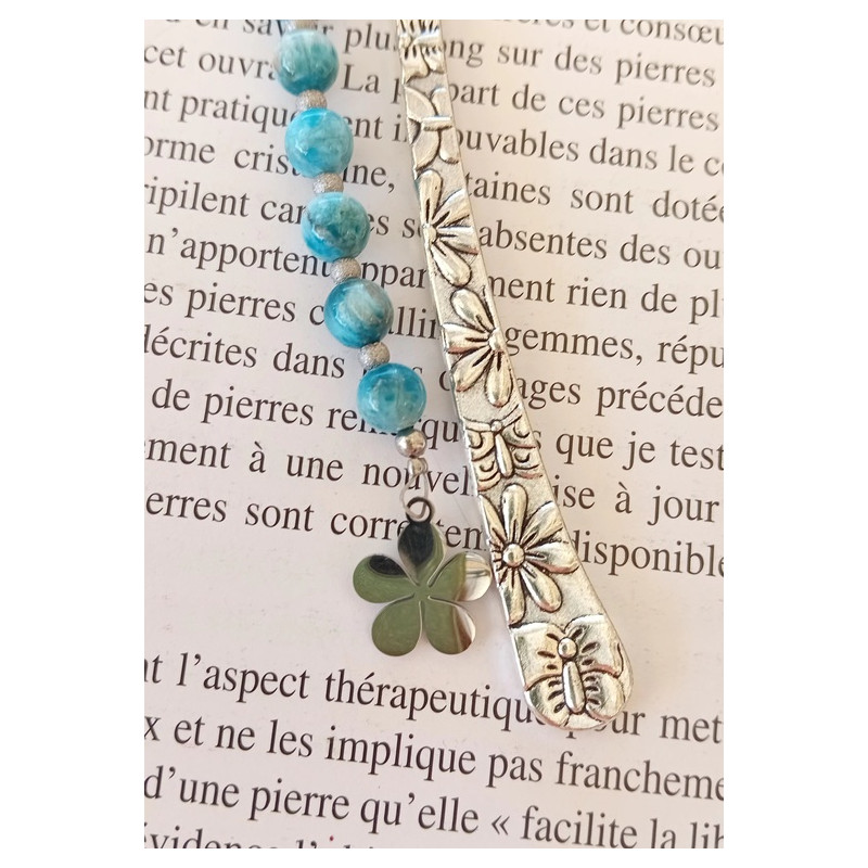 Marque pages argenté apatite fleur