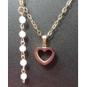 Pendentif cœur acier inoxydable rose quartz rose