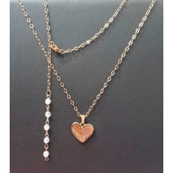Pendentif cœur aile d'ange acier inoxydable rose quartz rose