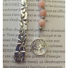 Marque pages opale rose arbre de vie argenté 6 mm