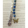 Marque pages lapis lazuli papillon argenté 6 mm