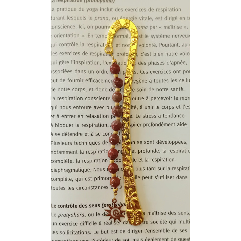 Marque pages jaspe rouge soleil doré 6 mm