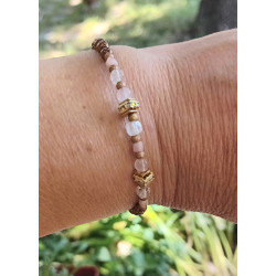 Bracelet élégance – opale rose & Cristal de roche