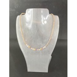 Ras de cou élégance – améthyste opale rose  & Cristal de roche